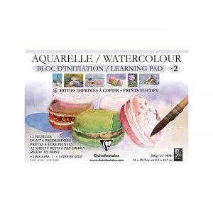 Bloc aquarelle prédessiné - 6 modèles - Papier Etival grain fin 300g - A4 paysage -  N°2