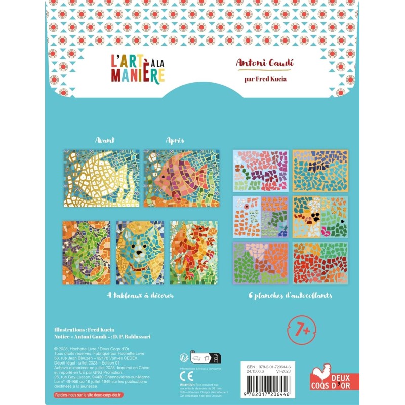 L'art à la manière Antoni Gaudi - Stickers Mosaïques - oeuvres emblématiques - Livre