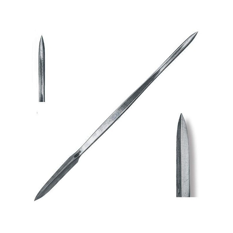Outil de gravure double pointe - Brunissoir et grattoir - Acier trempé - Longueur 21cm - Taille-douce et gravure - Polir et grat