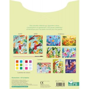 Peinture aquarelle animaux -  2 palettes de peinture sur papier de 12 couleurs aquarelle + pinceau inclus - Enfants - Livre