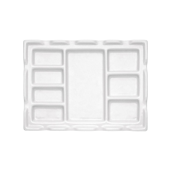 Palette porcelaine rectangulaire 18x24cm - 8 compartiments de dimensions variées - aquarelle et techniques à base d'eau -  Bords
