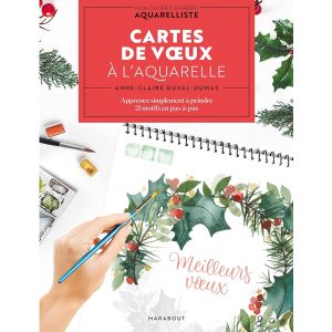 Cartes de vœu à l'aquarelle - 21 motifs en pas à pas - Anne-claire Duval-dumas - fusion des couleurs - Thématique Noël - Livre