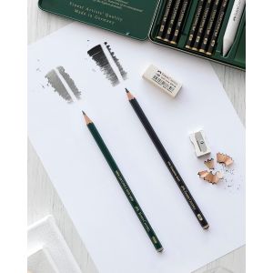 Set Pitt Graphite Matt (10B, 12B, 14B) + 1 Gomme + 1 Taille crayon - Application douce - Mine extra-résistante