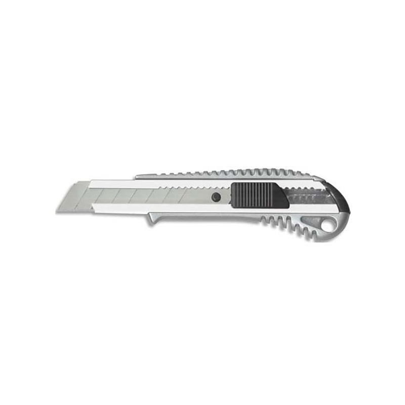 Cutter métal 18mm - Sécurité avec bouton poussoir autobloquant - Travaux de découpe - Adapté pour divers matériaux : papier, car