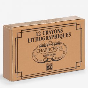 Boîte 12 crayons lithographique n°5 (tendre) - Lithographie et gravure - Tons noirs riches et fumés -  Charbonnel