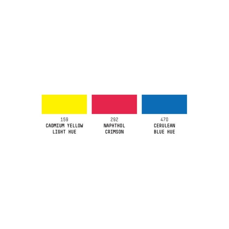Pack de 3 encres Liquitex - Couleurs : Bleu de Céruleum imitation Naphtol Carmin ( Rouge) Jaune de cadmium clair imitation - 