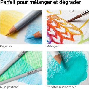 Boîte de 24 crayons de couleur aquarellables - Parfait pour mélanges, dégradés, superpositions.. - Utilisation sec ou humide -  