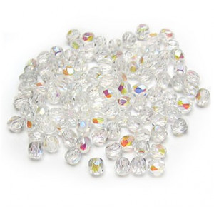 Lot de 20 perles à FACETTES 6mm en Cristal de Bohème Cristal AB 