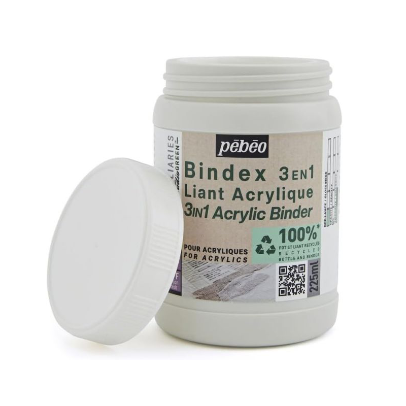 Liant acrylique Bindex - Studio Green - préparation des couleurs acryliques, les collages et les incrustations - Finition mate