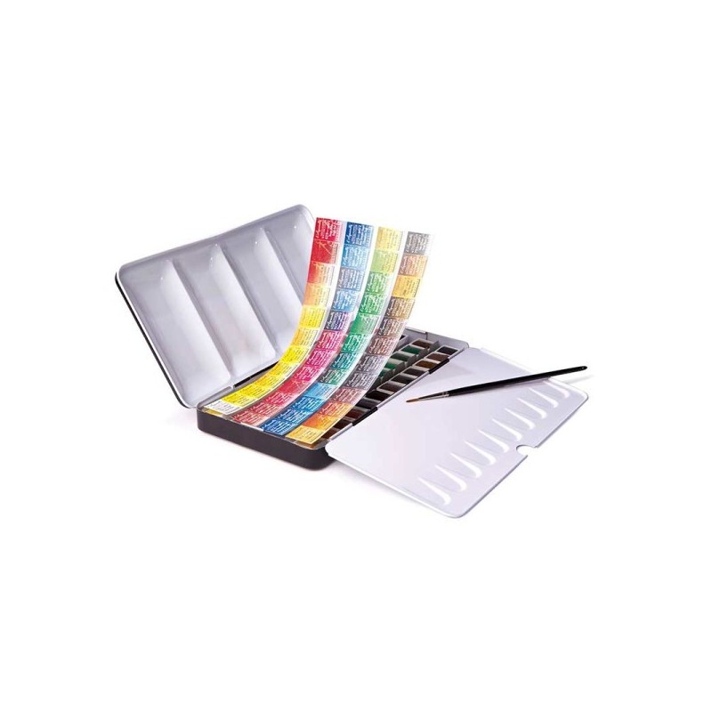 Boîte aquarelle extra-fine Sennelier - 48 Demi godets dont 12 offerts - Parfait pour lavis, glacis et superpositions de couleurs