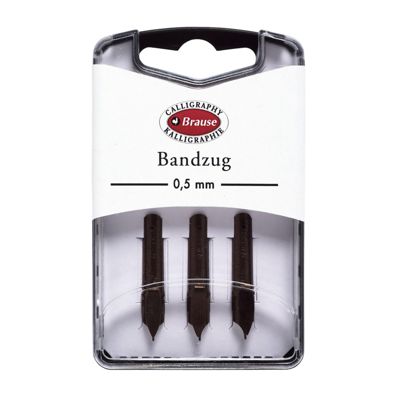 Boîte de 3 plumes calligraphie Bandzug - 0.5mm - Souplesse et finesse - Idéal pour dessin, écriture et décoration -  Brause