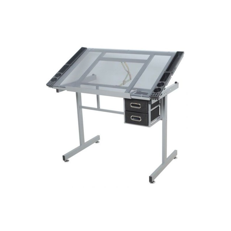 Table de dessin Studio - Nid'Art - surface de travail inclinable à 60° - Nombreux rangements - Idéal pour dessin, peinture, illu