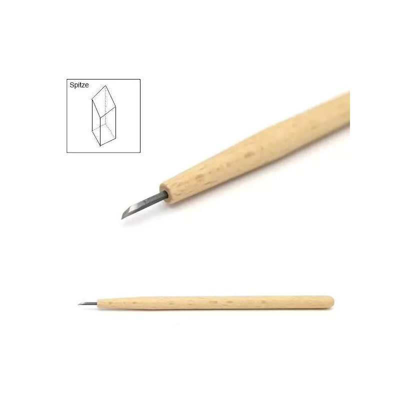 Pointe sèche - forme carré 1.5mm - Acier trempé - Manche en bois - Gravure -  19040 - Abig