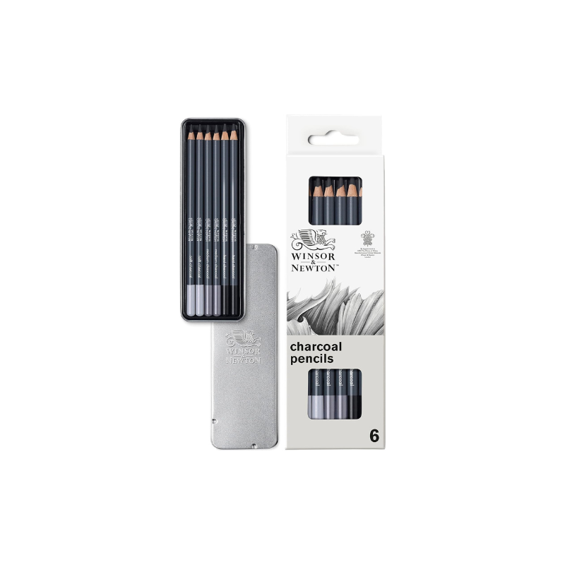 Set de 6 crayons fusains - outils indispensables pour explorer les bases du dessin, de l'esquisse et du croquis - charbon -  Win