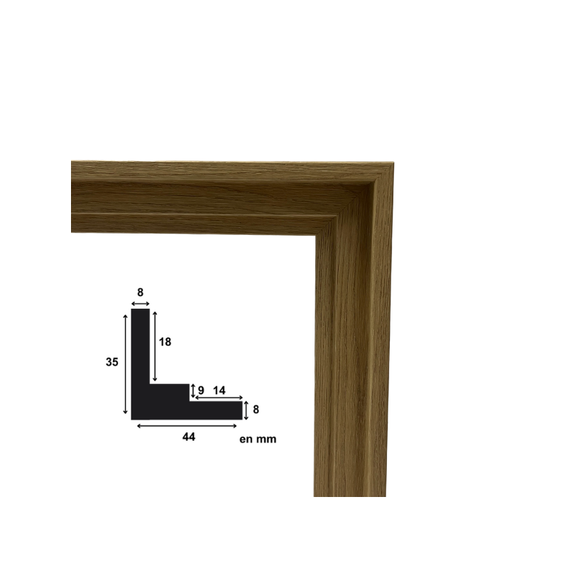 Caisse américaine Eco - Chêne - Dimensions baguette et caisse -
