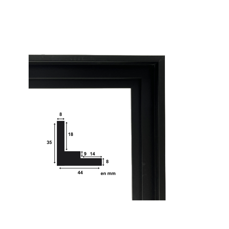Caisse américaine Eco - Noir - Dimensions baguette 
