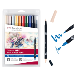 Set 10 feutres ABT Dual brush Tombow - Double pointe - Couleurs aquarellables -  Manga Shonen