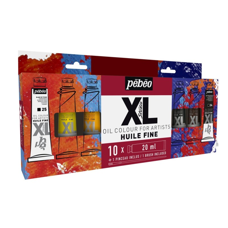 Pack huile fine XL 10 tubes 20ml + pinceau en soie - Pébéo