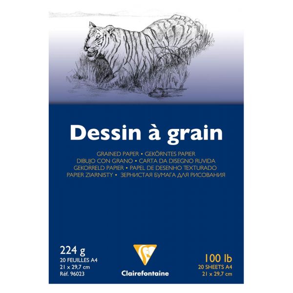 Bloc dessin à grain 224gr - 20 feuilles - blanc naturel - Clairefontaine
