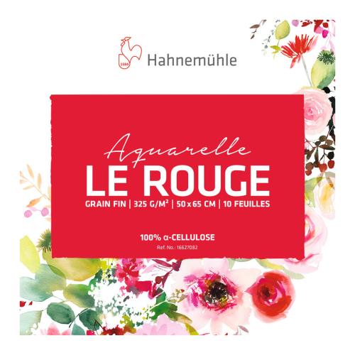 Aquarelle Le Rouge 325gr – Feuille 50x65 grain fin - Lot de 10 feuilles - Toutes techniques humides Aquarelle Le Rouge 325gr – Feuille 50x65 grain fin - Lot de 10 feuilles - Toutes techniques humides