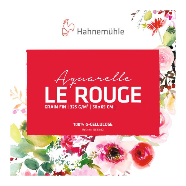 Aquarelle Le Rouge 325gr – Feuille 50x65 grain fin - vente à l'unité - Toutes techniques humides