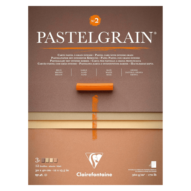 Bloc pour pastels PastelGrain - Teintes naturelles n°2 - - 18 x 24 cm, 24 x 30cm ou 30 x 40cm - Dessin au pastel sec ou techniqu