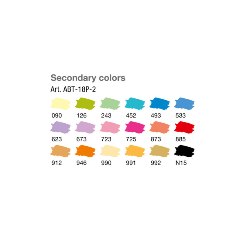 Set 18 feutres double pointe ABT - Couleurs secondaires - Tombow