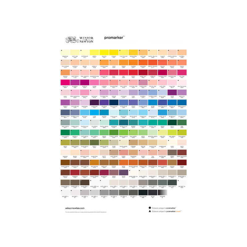 Feutre Promarker double pointe - nuancier Winsor & Newton