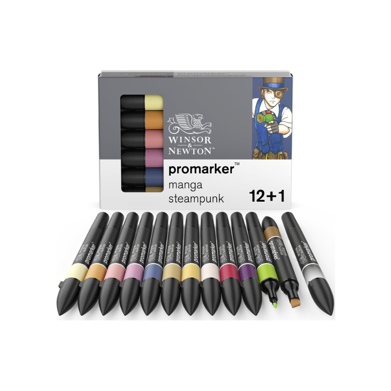  Set de 12 Promarkers + blender offert - Manga Steampunk - W&N