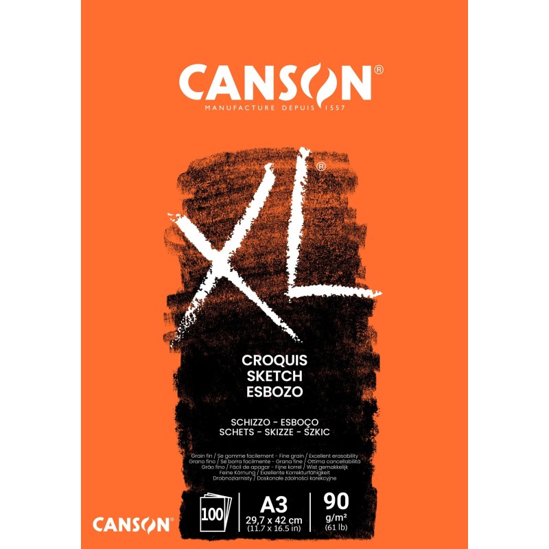 Bloc XL croquis Canson A3 - collé en tête