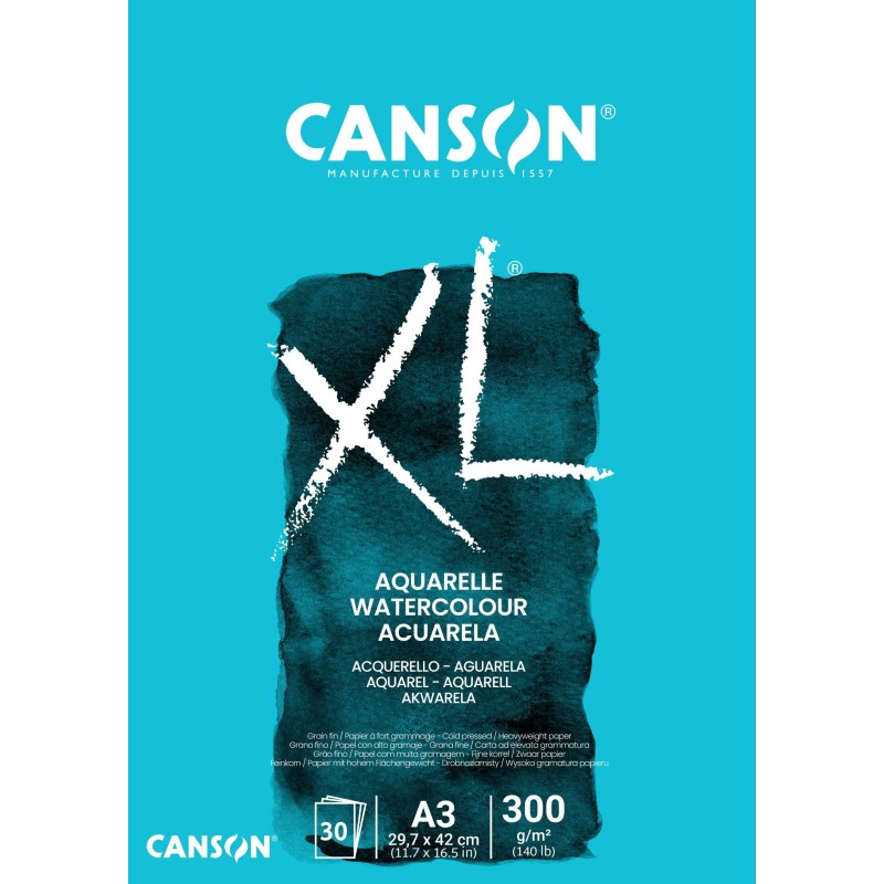 Bloc XL aquarelle Canson collé A3