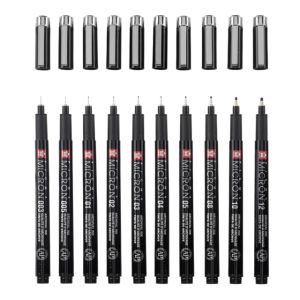 Set de 10 fineliners Pigma micron Sakura avec étui feutrine