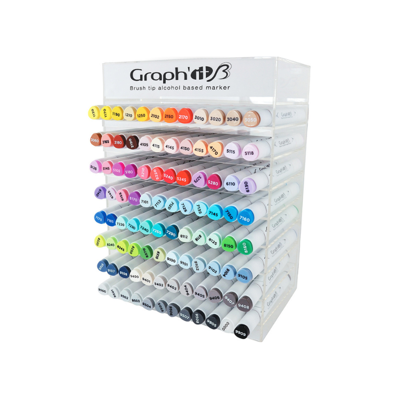 Coffret de 96 marqueurs Graph'it Brush + meuble de rangement offert