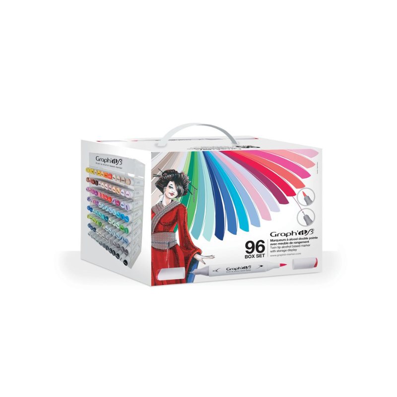 Graph'it Brush Coffret de 96 marqueurs + meuble de rangement offert