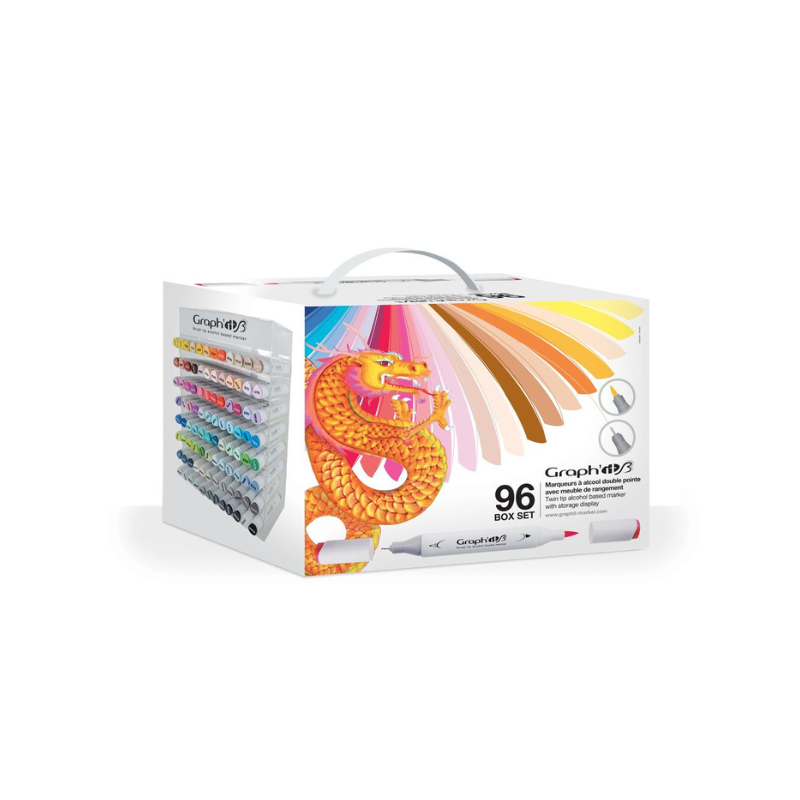 Coffret Graph'it Brush 96 marqueurs + meuble de rangement offert