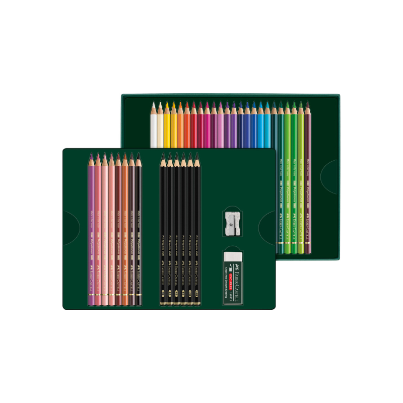 Coffret 40 pièces Polychromos et Pitt graphite Matt - Faber-Castell