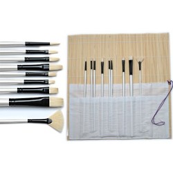 Kit Brosse Huile - Manche long – 9 brosses, pinceaux pour peinture à l'huile