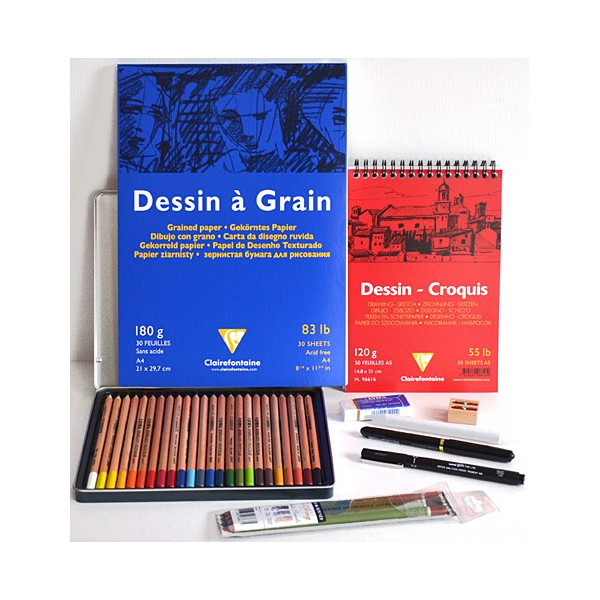 Kit dessin crayons de couleurs et feutres
