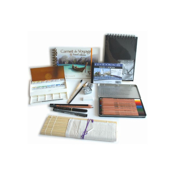 Kit peinture aquarelle Vacances et Dessin en demi-godets