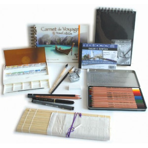 Kit peinture aquarelle Vacances et Dessin en demi-godets