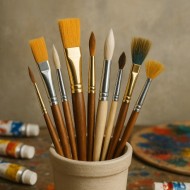 Pinceaux en pochette pour peinture à l'huile, acrylique. Kits de pinceaux.